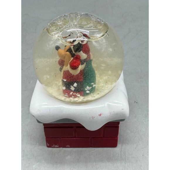 Christmas Disney 2002 Mickey Mouse Snow Globe Red Brick Base READ - Picture 2 of 6